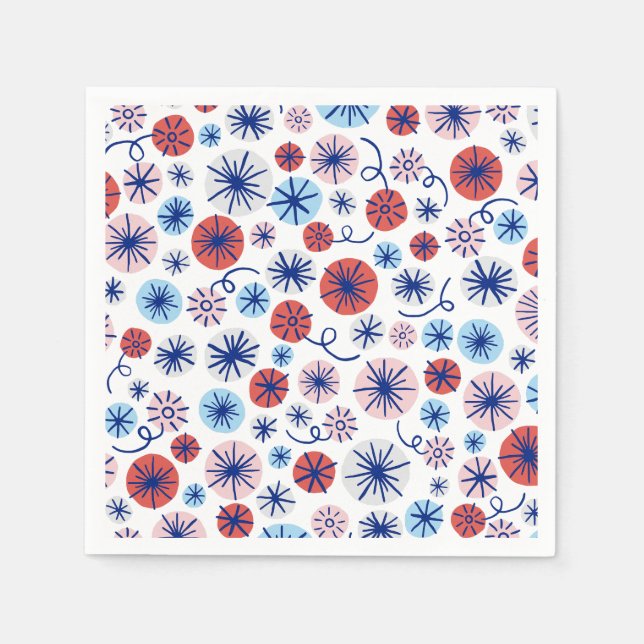 Serviette En Papier America Fireworks 4 juillet (Devant)