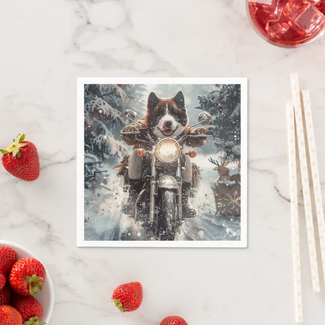 Serviette En Papier American Akita Dog Christmas (En situation)