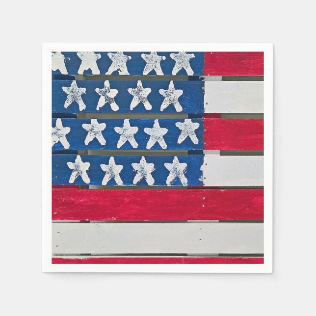 Serviette En Papier American Flag Painted On Wooden Pallet (Devant)