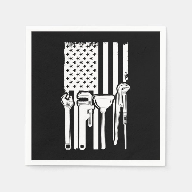 Serviette En Papier American Flag Plumbing Plumber Tools Craft Gift (Devant)