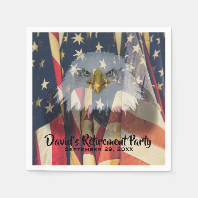 Serviette En Papier American Flag USA Bald Eagle Retraite militaire (Devant)