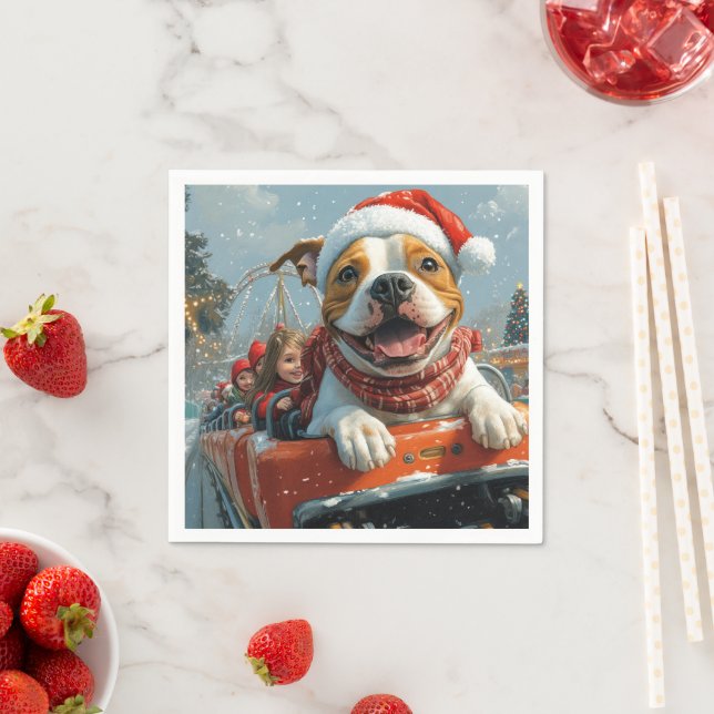 Serviette En Papier American Staffordshire Chien Noël (En situation)
