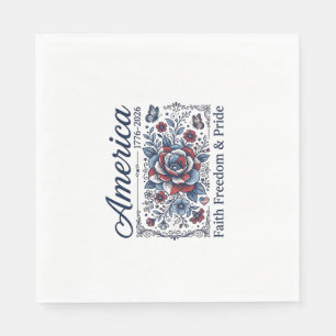 Serviette En Papier Amérique Patriotique Floral Vintage Conception de