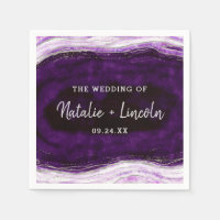 Amethyst Purple & Silver Geode Mariage Monogramme