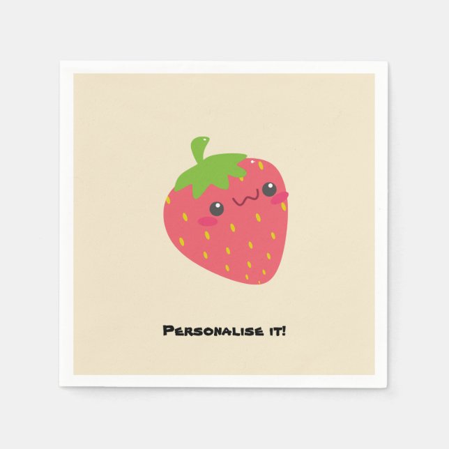 Serviette En Papier Ami aux fraises (Devant)