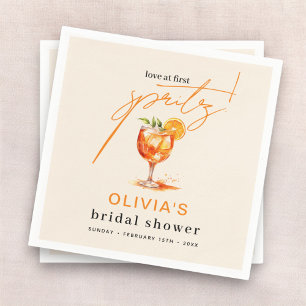 Serviette En Papier Amour au Premier Spritz Fête de Mariage Orange