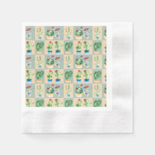 Serviette En Papier amour cactus - aquarelle (2)
