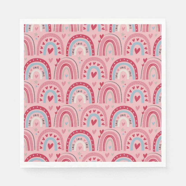Serviette En Papier Amour Coeur Valentines Jour Arc-en-ciel (Devant)