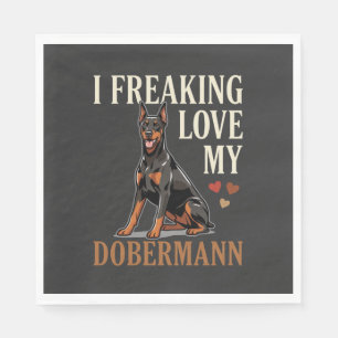 Serviette En Papier Amour de Dobermann Amateur de Chien