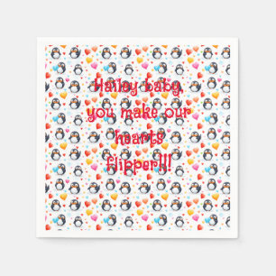 Serviette En Papier Amour du pingouin mignon et coloré