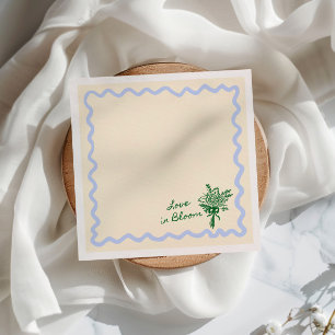 Serviette En Papier Amour en Fleur Fête de Mariage Bleu Vert