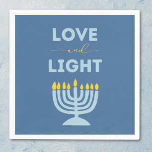 Serviette En Papier "Amour et Lumière" Juif Menorah Blue Hanoukka