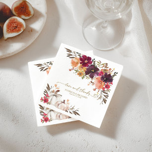 Serviette En Papier Amour Et Merci Citrouille Bourgogne Mariage Floral