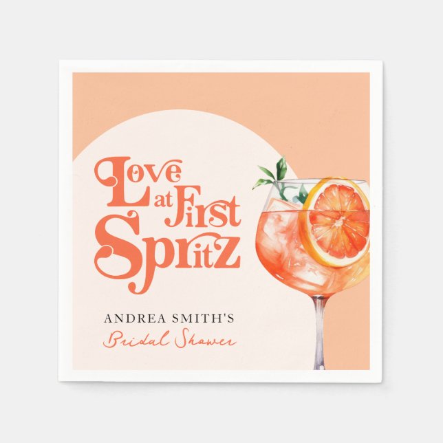 Serviette En Papier Amour Moderne au Premier Spritz Rétro Baby Shower (Devant)