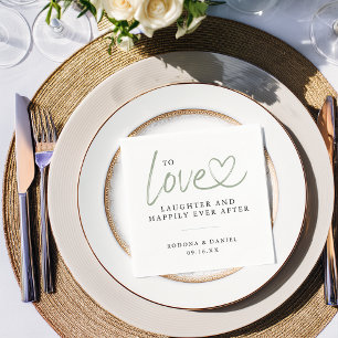 Serviette En Papier Amour Moderne Rire Heureusement Mariage Après