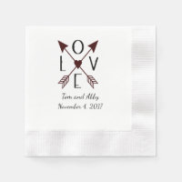 Amour personnalisé avec flèches Mariage serviettes