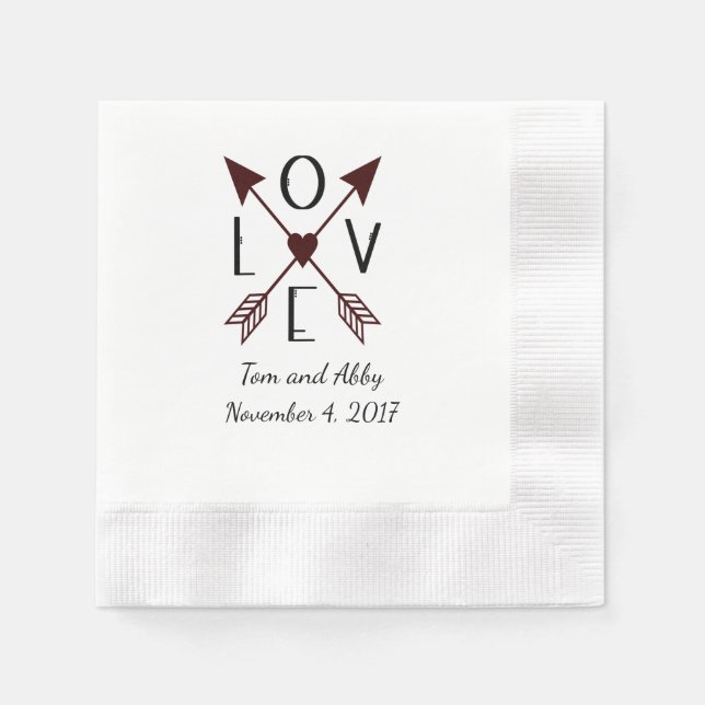 Serviette En Papier Amour personnalisé avec flèches Mariage serviettes (Devant)