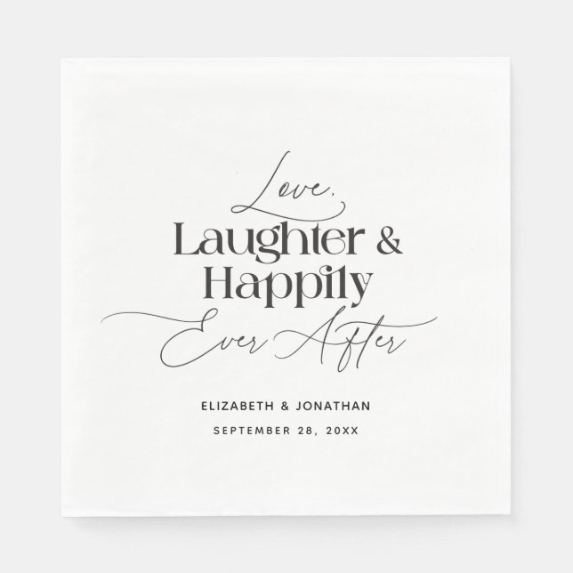 Serviette En Papier Amour rire et bonheur toujours après Mariage (Devant)