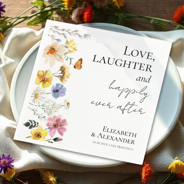 Serviette En Papier Amour, rires, et pour toujours Mariage (Créateur téléchargé)