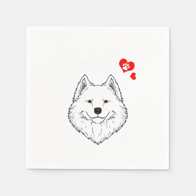 Serviette En Papier Amour Samoyed Propriétaire Chien Samoyed Paw Heart (Devant)
