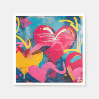 Serviette En Papier Amour urbain : Coeurs de graffitis