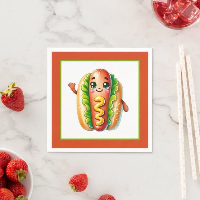 Serviette En Papier Amoureux de hotdog festif plaques de papier (En situation)