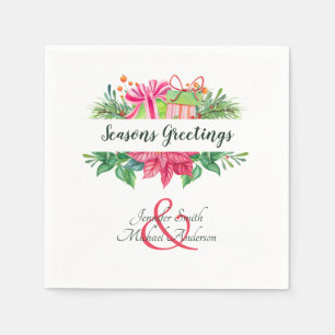 Serviette En Papier Ampersand de fête de Noël Poinsettia Couples