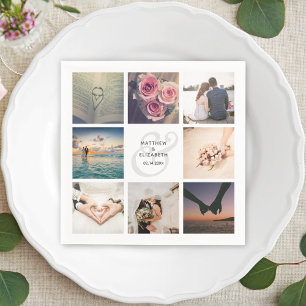 Serviette En Papier Ampersand moderne élégant Mariage photo Collage