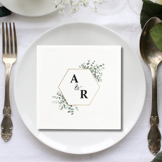Serviette En Papier Ampersand Monogramme Couple Initiales Mariage (Créateur téléchargé)