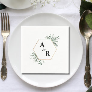 Serviette En Papier Ampersand Monogramme Initiales de Couple Mariage