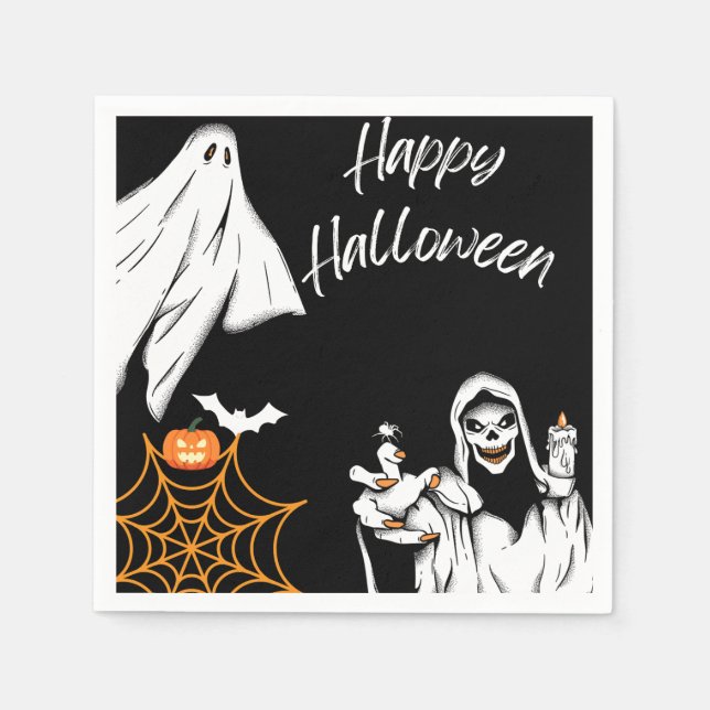 Serviette En Papier Amusant Halloween heureux (Devant)