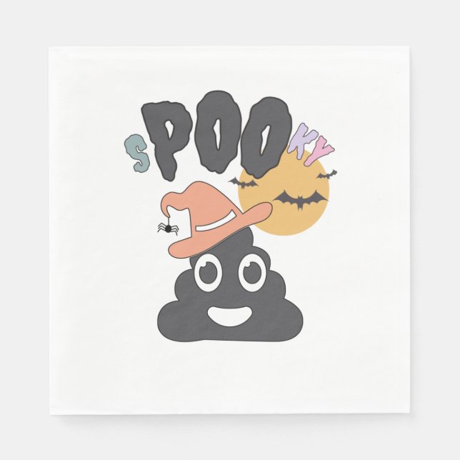 Serviette En Papier Amusant Humour de salle de bain Halloween Poo Éffr (Devant)