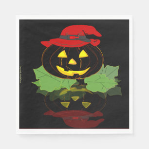 Serviette En Papier Amusant Jack O'Lantern Halloween Noir Et Orange
