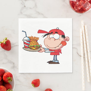 Serviette En Papier Amusant Kid Fast Food Burger, Fries et Boire
