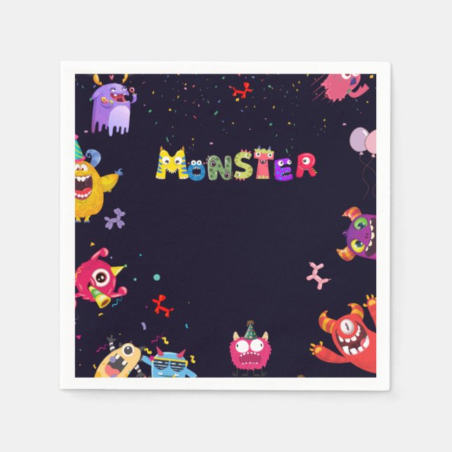 Serviette En Papier Amusant Monster Anniversaire de fête Napkins (Devant)