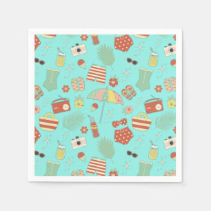 Serviette En Papier Amusant Stylish Retro Vintage Summer Beach maillot