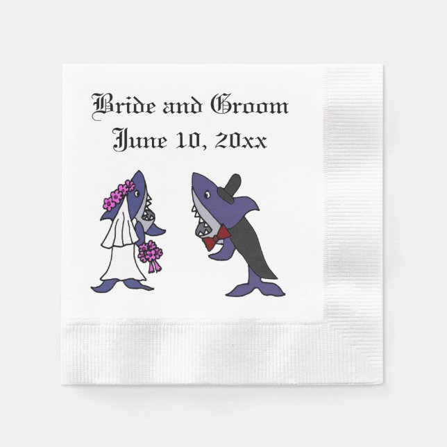 Serviette En Papier Amusante mariée de requin et Mariage de chambre (Devant)