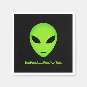Serviette En Papier Amusante tête verte alien coutume fête d'anniversa