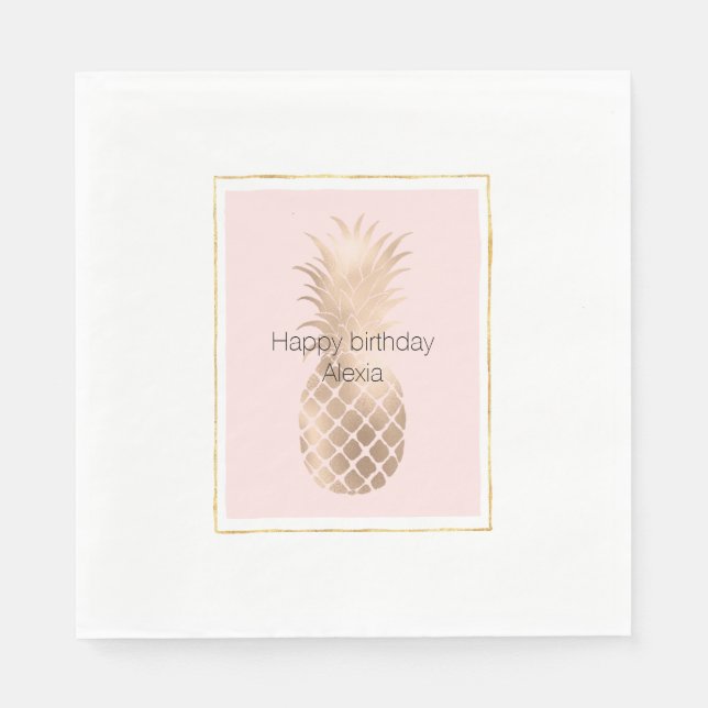 Serviette En Papier Ananas en verre d'or (Devant)