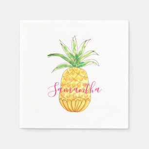 Serviette En Papier Ananas jaune personnalisé