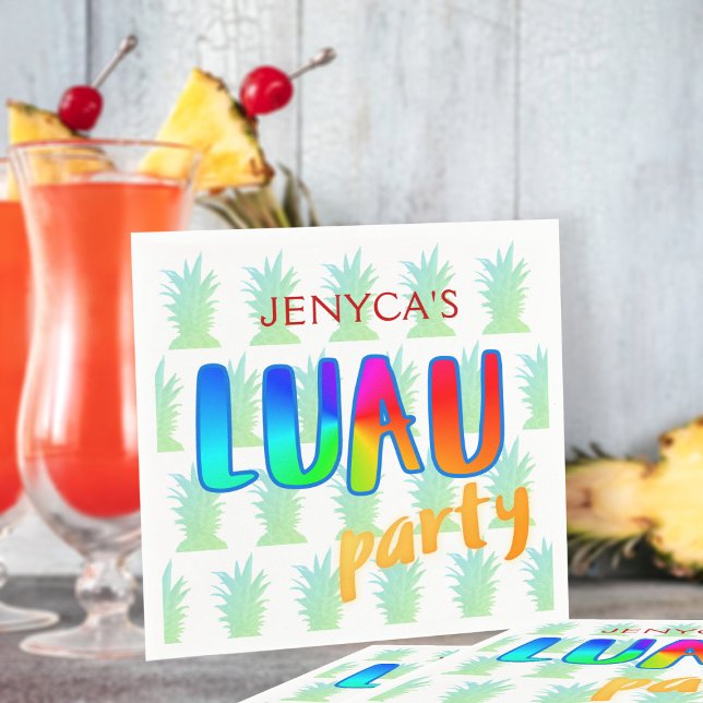 Serviette En Papier Ananas Kitschy Luau Party Napkins (Luau Party? Here are your kitschy paper napkins. Just add your name! )