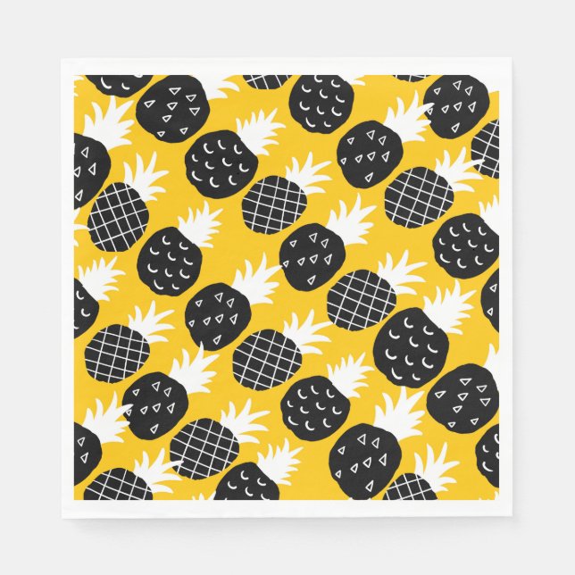 Serviette En Papier Ananas noir (Devant)