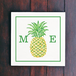 Serviette En Papier Ananas Preppy Couple Deux Monogrammes Initiaux
