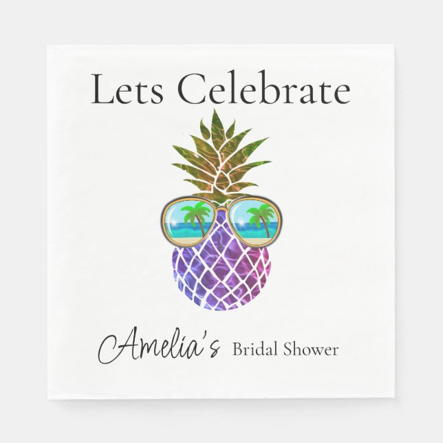 Serviette En Papier Ananas rose tropicale (Devant)