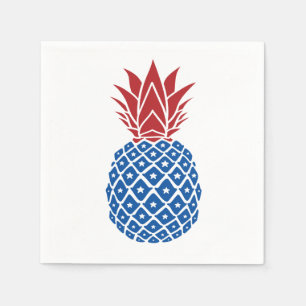 Serviette En Papier Ananas rouge blanc et bleu