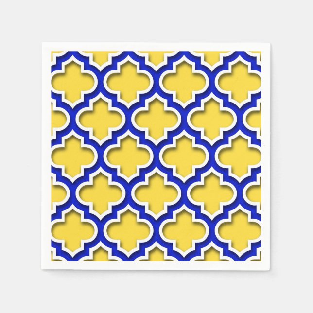 Serviette En Papier Ananas Royal Blue What Marocain Quatrefoil #5DS (Devant)