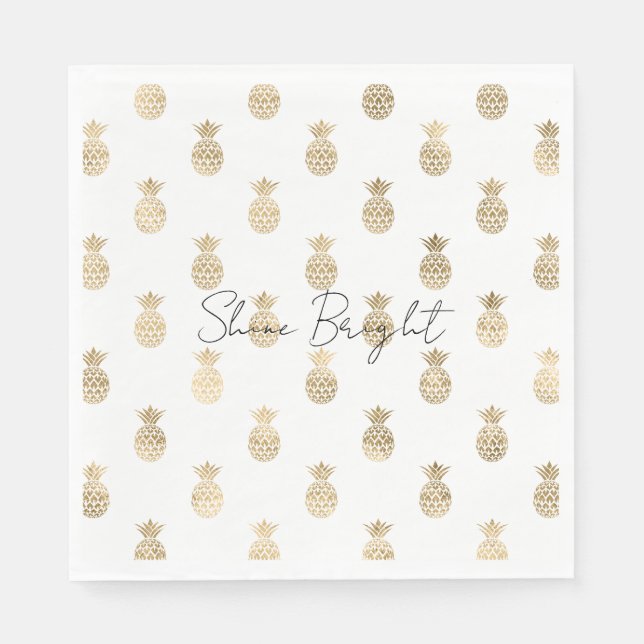 Serviette En Papier Ananas Tropical Gold (Devant)
