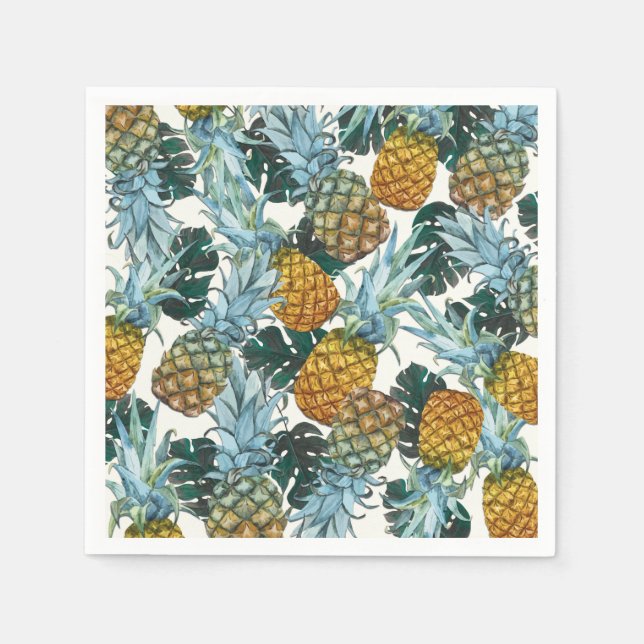 Serviette En Papier Ananas tropicaux et île exotique Feuille (Devant)