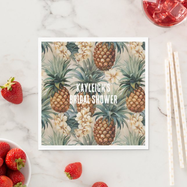 Serviette En Papier Ananas tropicaux Floral (En situation)