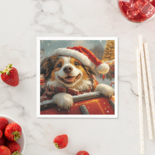 Serviette En Papier Anatolie Berger Chien Roller Dessous de verre Noël